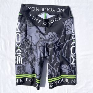 Wattie Ink Triathlon Cycling Shorts Womens Large Time To Rock Moxie Gray Green